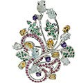 11640: Silver Setting multi-color multi-stone brooches