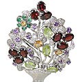 11643: Red, White, Green multi-stone brooches
