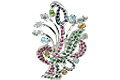 11645: Silver Setting green,pink ruby  estate brooches