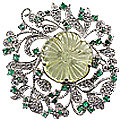 12450: green,white,yellow lemon quartz  estate brooches