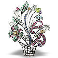 13587: Silver Setting pink,white,multi-color multi-stone mother's day brooches