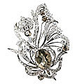 13590: Silver Setting brown,white multi-stone brooches