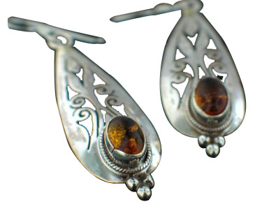 SKU 7104 - a Amber Earrings Jewelry Design image