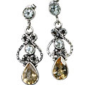 10003: Yellow, Blue citrine earrings