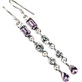 10010: Silver Setting Purple, blue amethyst earrings