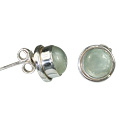 Design 10014: green aquamarine post earrings
