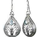 10073: Silver Setting blue aquamarine  staff picks earrings