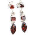 10079: Silver Setting red garnet  post earrings
