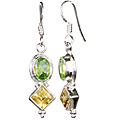 Design 10087: green,yellow peridot art-deco earrings