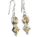 Design 10088: yellow citrine art-deco earrings