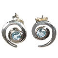 10415: Silver Setting blue blue topaz  post earrings