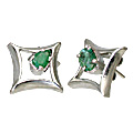 10510: Green emerald  art-deco earrings