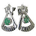 10513: Green emerald  art-deco earrings
