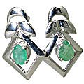 10514: Green emerald  art-deco earrings