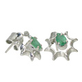 10516: Green emerald  art-deco earrings