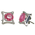 10520: Pink ruby  art-deco earrings