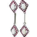 Design 10521: White, Pink opal post earrings