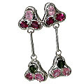 10523: silver setting Pink, Red tourmaline  post earrings