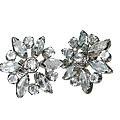 10527: Silver Setting Blue aquamarine  engagement earrings