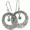 10664: Silver Setting Blue blue topaz  hoop-earrings earrings