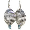 10667: Silver Setting Blue, White aquamarine  art-deco earrings