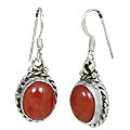 10680: Silver Setting carnelian carnelian earrings