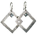 10696: Silver Setting Blue aquamarine  art-deco earrings