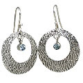 10701: Silver Setting Blue aquamarine  hoop-earrings earrings