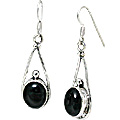 10713: Silver Setting black onyx earrings