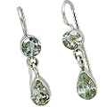 10718: Silver Setting Green green amethyst earrings