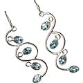 10742: Silver Setting Blue blue topaz  art-deco earrings