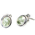 10758: Silver Setting Green green amethyst  post earrings
