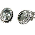 10759: Silver Setting Green green amethyst  post earrings