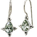 10762: Silver Setting green green amethyst  drop earrings