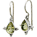Design 10763: green lemon quartz drop earrings