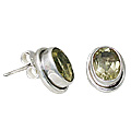 Design 10765: green lemon quartz post earrings