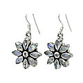 10774: White moonstone  flower earrings