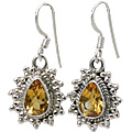 10776: Yellow citrine  drop earrings