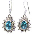 10777: Silver Setting blue blue topaz  staff picks earrings