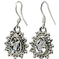 10778: White white topaz  drop earrings