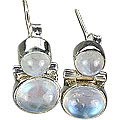 10786: Silver Setting white moonstone  post earrings