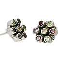 10787: Multi multi-stone  flower earrings