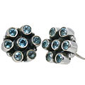 10788: Silver Setting Blue blue topaz  post earrings
