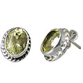 Design 10794: green lemon quartz post, studs earrings