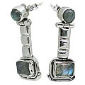 10807: Grey, Blue labradorite  post earrings