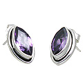 10823: Silver Setting purple amethyst post earrings