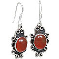 10880: Silver Setting red carnelian earrings