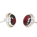10897: Red garnet  post earrings