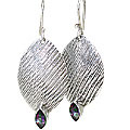 11107: Silver Setting blue,pink mystic quartz earrings