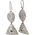 11120: Silver Setting white mystic quartz earrings